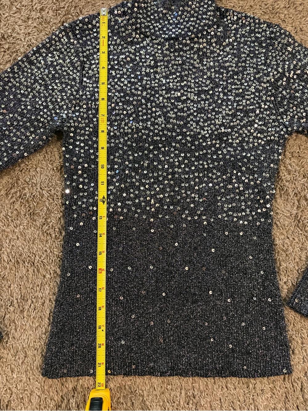 Women’s Dressbarn Midnight Glam Sequined Mock Neck Top Size Small - Picture 6 of 9